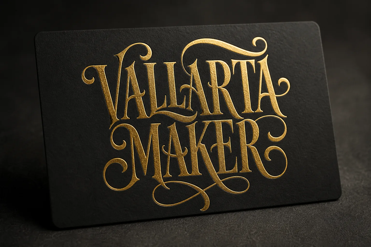Vallarta Maker premium black business card with gold foil